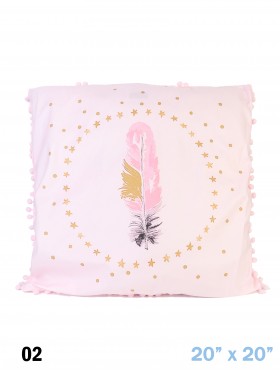 Large Pink Cushion W/ Little Pompoms, Cushion & Filler